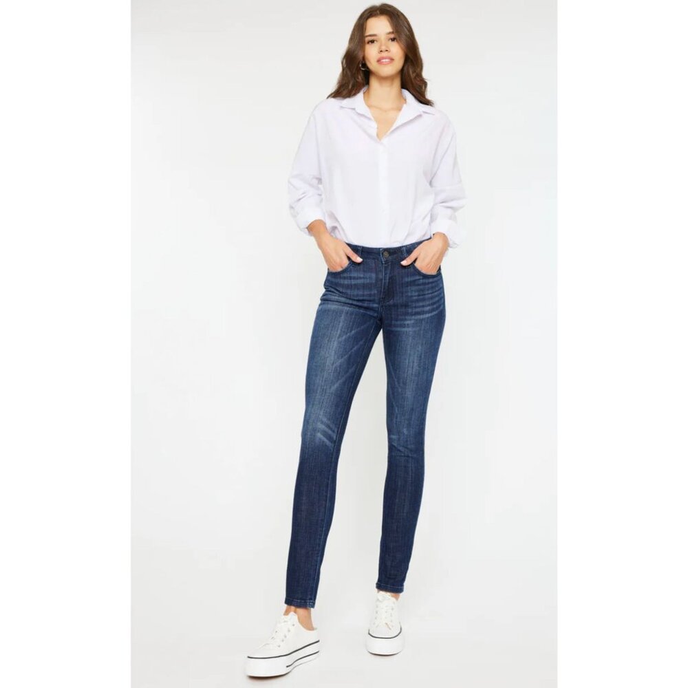 KanCan Ashlyn Mid Rise Super Skinny Jeans in Dark Wash - Sz 7/27
